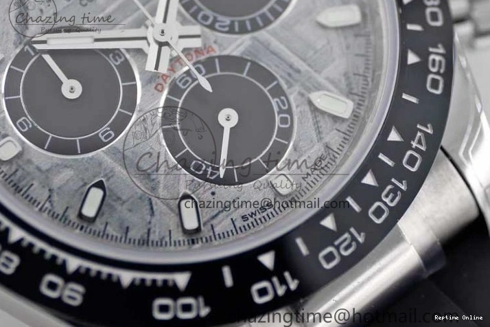 0509 WeatherProof Daytona 116519 SS TWF 1:1 Best Edition 904L Steel Gray Meteorite Black Dial on Oysterflex Strap A 2410